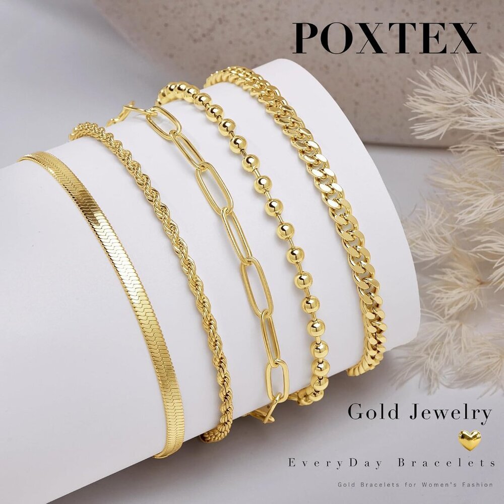 Gold Bracelets for Women,Dainty Bracelets Set for Women Trendy, Gold Bracelets S - Picture 5 of 9